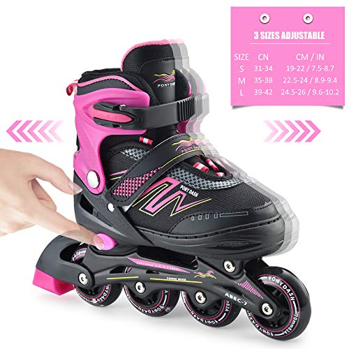 Lixada Patines en Línea con Ruedas Iluminadas para Niños y Adultos, Inline Skates Ajustables, Patines en Línea para Niños, Adolescentes (S/M/L: EU31-42)