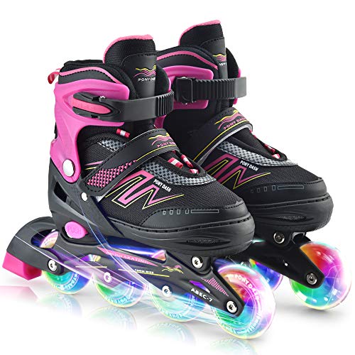 Lixada Patines en Línea con Ruedas Iluminadas para Niños y Adultos, Inline Skates Ajustables, Patines en Línea para Niños, Adolescentes (S/M/L: EU31-42)