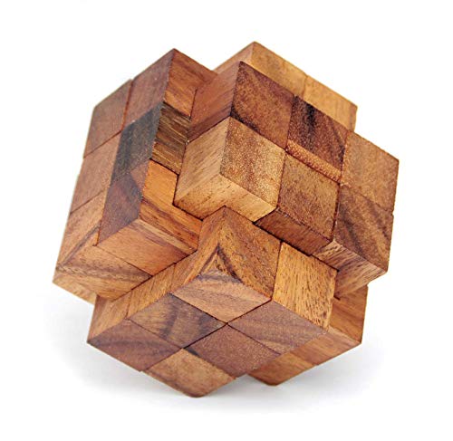 Logica Juegos Art. Mega Piedra Amoladora - Mega Burr Puzzle - Rompecabezas de Madera 3D - Dificultad 5/6 Increíble - Colección Leonardo da Vinci