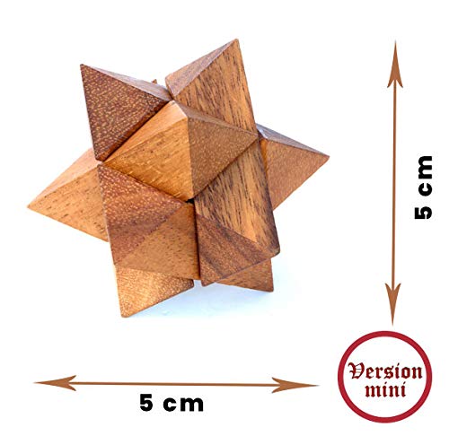 Logica Juegos Art. Octocedron Mini - Rompecabezas 3D de Madera Preciosa - Dificultad 3/6 Difícil - Colección Leonardo da Vinci