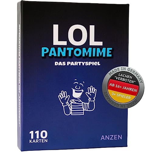 LOL Pantomime - El juego de fiesta, quien se ríe, bebe! | Juego de cartas divertido e interactivo | 110 tarjetas | Regalo para mujeres y hombres