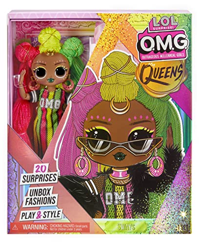 L.O.L. Surprise! LOL Surprise Muñeca OMG Queens - SWAYS - Con 20 sorpresas que incluyen Ropa, Accesorios, Soporte para Muñecas y más - Para Coleccionar - Edad: 3+ años