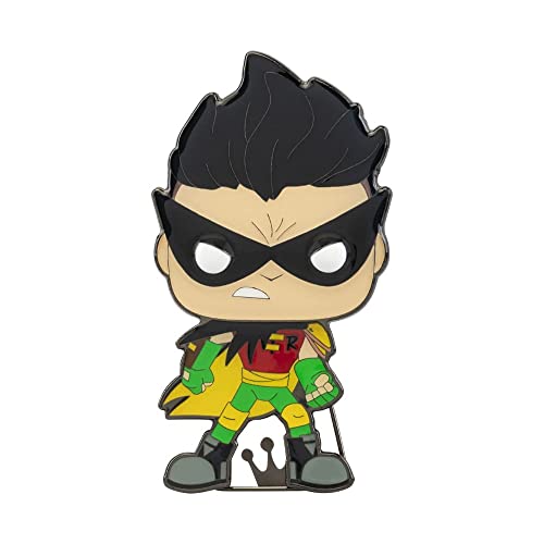 Loungefly Funko POP! Pin De Esmalte De Esmalte Grande DC: TEEN TITANS - Robin - ROBIN - Teen Titans Go! Pin De Esmalte - Broche Imperdible Coleccionable - Para Mochilas & Bolsas - Idea Para Regalo