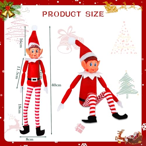 LPAOIS Elfo Navidad 40cm Juego de Elfos Muñeca Suave de Pierna Larga Travieso Duende, Santa Divertida Figura de Elfos Que se comportan Mal con Cuerpo Suave y Cara de Vinilo, niño niña Elfo Decoración