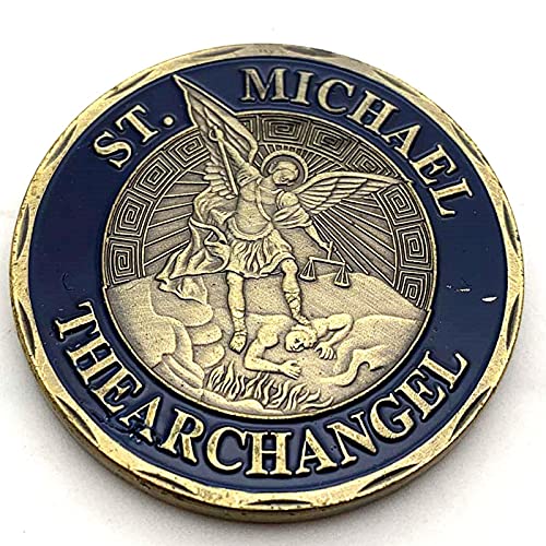 LPOK 2PCS US Air Force Security Police Souvenir Moneda chapada en Bronce Defensores de la Fuerza Saint Micheal Thearchangel Challenge Coin-Default, q