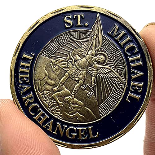 LPOK 2PCS US Air Force Security Police Souvenir Moneda chapada en Bronce Defensores de la Fuerza Saint Micheal Thearchangel Challenge Coin-Default, q