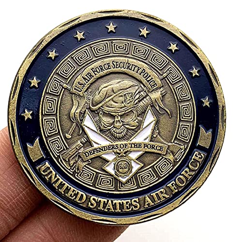 LPOK 2PCS US Air Force Security Police Souvenir Moneda chapada en Bronce Defensores de la Fuerza Saint Micheal Thearchangel Challenge Coin-Default, q