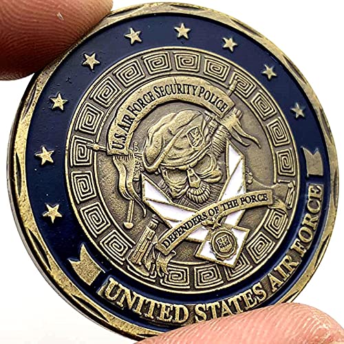 LPOK 2PCS US Air Force Security Police Souvenir Moneda chapada en Bronce Defensores de la Fuerza Saint Micheal Thearchangel Challenge Coin-Default, q