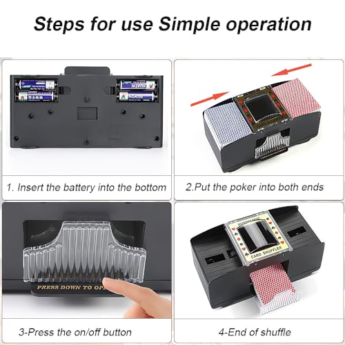 LUFEIS Barajador de Cartas, Barajador De Cartas Automático, Barajador de Cartas Eléctrico de 1 a 2 Barajas, Mezclador de Cartas para UNO, Texas Hold'em, Juegos de Cartas Caseros