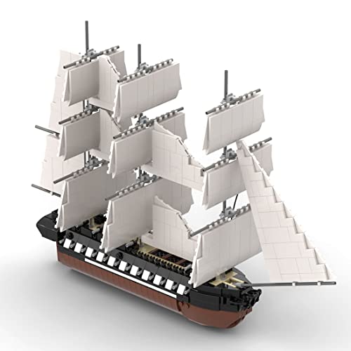 Lumitex Technik USS Constitution - Bloques de construcción de barcos compatibles con Lego, 1392 piezas, 1:200, gran nave, construcción para adultos y niños