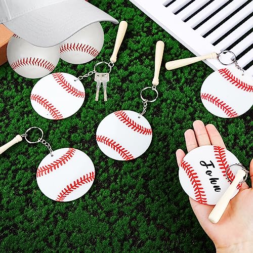 LUTER 18 Pzs Llavero de Béisbol, Acrílico Llavero Bate de Béisbol con Bate de Madera de Béisbol en Miniatura para Bricolaje Favor de Fiesta de Béisbol Cumpleaños Atletas Recuerdo (Estilo de Béisbol)