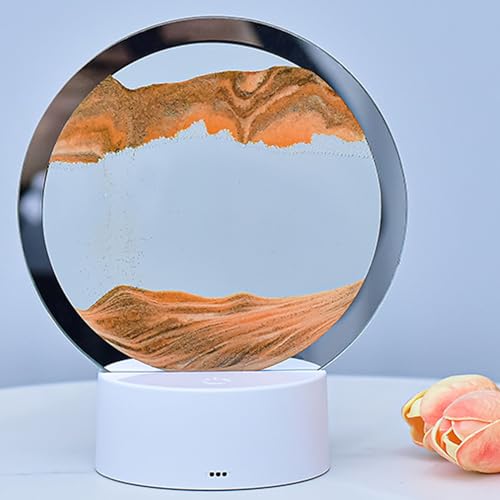 Luz Nocturna De Pintura De Arena Móvil 3D, Luz De Arena Movediza, Paisaje De Arena De Mar Profundo con Movimiento Líquido, Luz De Reloj De Arena Dinámica con Cambio De 7 Colores, Decoración De Reloj