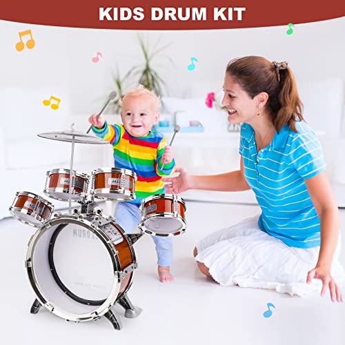 m zimoon Batería de música para niños Kit, Juego Tambor Jazz Junior 5 Tambores con Taburete Para Instrumento Musical de Percusión Día ​Festivo Regalo uguete Educativo Por Niños Y Niñas Principiantes