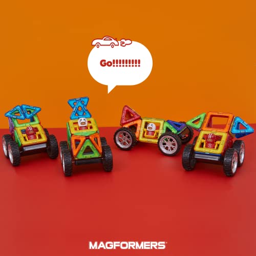 Magformers Wow Plus Magnetic Building Blocks Toy. Makes 30 Different Cars with Detachable Race Driver. Stem Toy with 18 Pieces., 70702