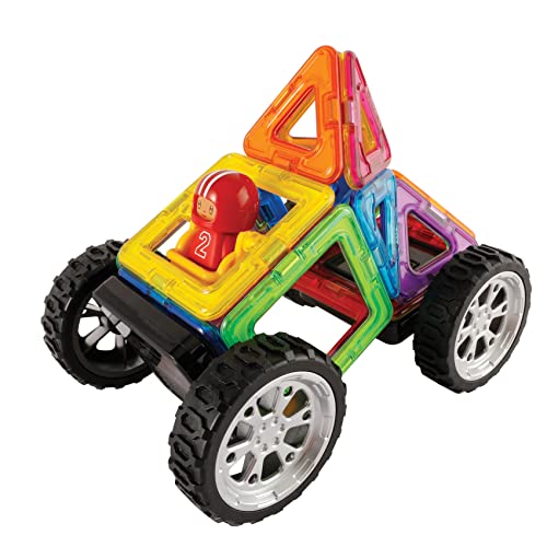 Magformers Wow Plus Magnetic Building Blocks Toy. Makes 30 Different Cars with Detachable Race Driver. Stem Toy with 18 Pieces., 70702