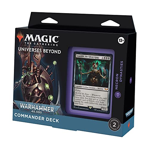 Magic The Gathering Más allá del Multiverso: Warhammer 40,000 Mazo de Commander, de Dinastías Necronas, Versión en Inglés