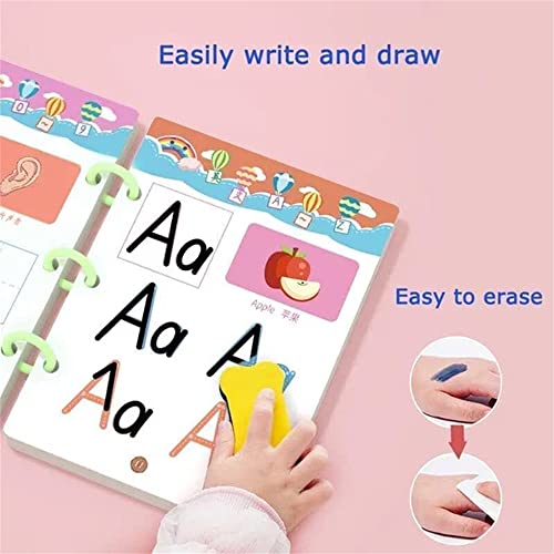 Magical Tracing Workbook Set,Magic Tracing Workbook for Kids,Reusable Writing Practice Book,Pen Control Training Drawing Book,Calligraphy Tracing Book for Kids (64 Pages)