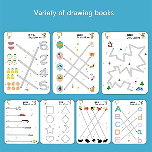 Magical Tracing Workbook Set,Magic Tracing Workbook for Kids,Reusable Writing Practice Book,Pen Control Training Drawing Book,Calligraphy Tracing Book for Kids (64 Pages)