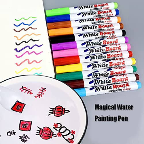 Magical Water Painting Pen, Magical Floating Ink Pen, Magical Floating Drawings Bundle, Magic Doodle Drawing Pens for Kids Boys Girls Adults (2pcs(12 Colors set))