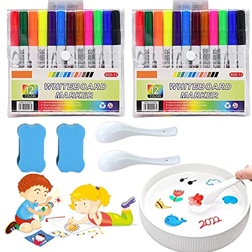 Magical Water Painting Pen, Magical Floating Ink Pen, Magical Floating Drawings Bundle, Magic Doodle Drawing Pens for Kids Boys Girls Adults (2pcs(12 Colors set))