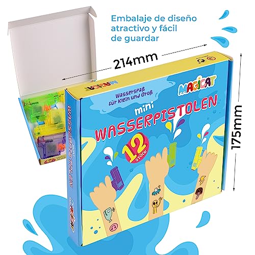 Magicat 12 Pistolas de Agua pequeñas - Juguetes para niños en Fiestas de cumpleaños, para Jugar en la Piscina o jardín - Juegos de Agua para niños Exterior, idóneas para Verano