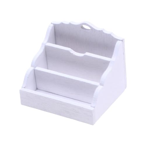 MagiDeal Estante de Papel para revistas en Miniatura a Escala 1/12, Libros de Juego de simulación, Estante para periódicos, Accesorios para muñecas, decoración, Blanco