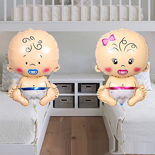 Maigendoo Juego de 2 globos de bienvenida para bebé, para niños y niñas, globos de helio de mylar para revelación de género, baby shower, decoración de fiesta de cumpleaños