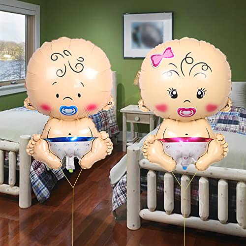 Maigendoo Juego de 2 globos de bienvenida para bebé, para niños y niñas, globos de helio de mylar para revelación de género, baby shower, decoración de fiesta de cumpleaños