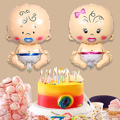 Maigendoo Juego de 2 globos de bienvenida para bebé, para niños y niñas, globos de helio de mylar para revelación de género, baby shower, decoración de fiesta de cumpleaños