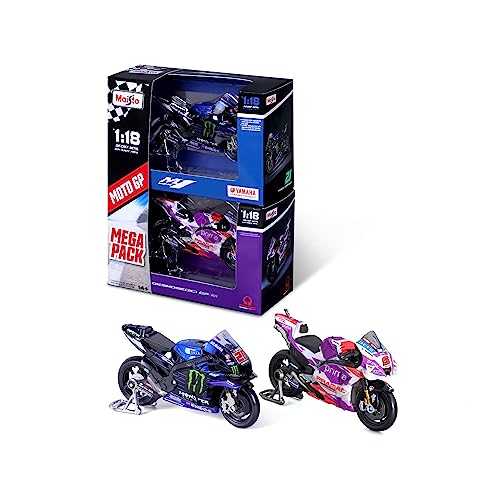 Maisto – Moto GP Racing – Yamaha Factory #20Quartararo y Ducati Pramac #5Zarco – Reproducción del vehículo a escala 1/18 – A partir de 14 años – M36373