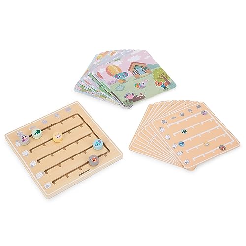 mamabrum Juego de Memoria de Madera Dónde están los Animales?, Tablero de Laberinto, 20 Cartas, estimula los sentidos, ejercita la percepción