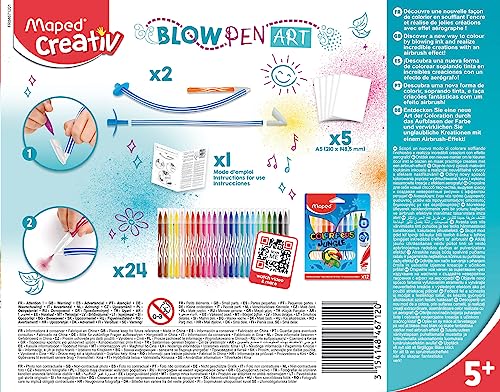 Maped Creativ Blow Art - BLOWPEN BASIC: Un kit completo para realizar dibujos asombrosos con efecto aerógrafo Cómoda caja de cartón para guardar, 846712