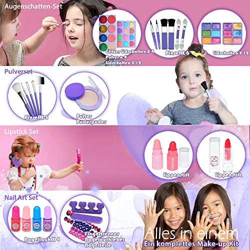 Maquillage Enfant Fille - Maquillage Lavable Trousse Maquillage Enfant Avec Sac à Main, Non Toxique Kit de Maquillaje Niñas, Regalo de cumpleaños y Navidad para niñas de 4 5 6 8-10