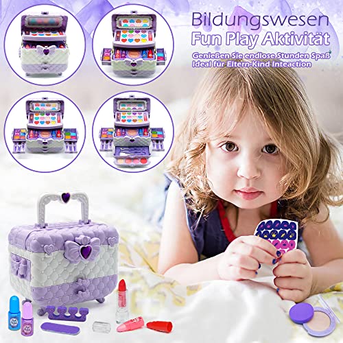 Maquillage Enfant Fille - Maquillage Lavable Trousse Maquillage Enfant Avec Sac à Main, Non Toxique Kit de Maquillaje Niñas, Regalo de cumpleaños y Navidad para niñas de 4 5 6 8-10