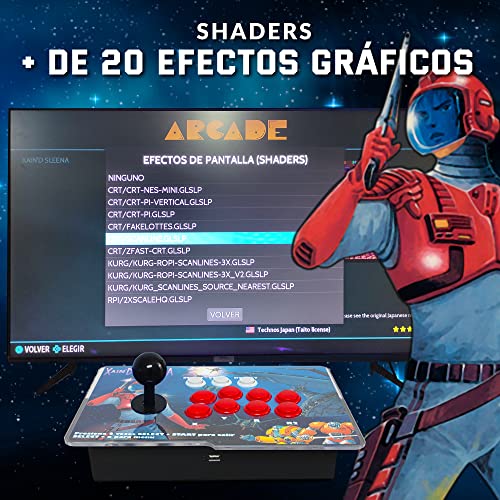 Maquina Arcade, 1 Jugador, Xain'd Sleena, 30.000 Juegos ordenados por Orden alfabético y sin duplicidades, 8 Botones de Juego, Retroarch, EmulationStation