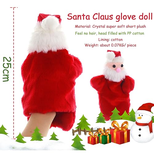 Marioneta De Mano De Navidad,Biluer 1PCS Dibujos Animados Papá Noel Marioneta de Mano 30CM Marioneta de peluche de Navidad Niños Adecuado para Contar Historias y Juegos de Rol