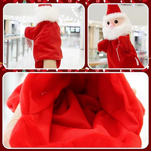 Marioneta De Mano De Navidad,Biluer 1PCS Dibujos Animados Papá Noel Marioneta de Mano 30CM Marioneta de peluche de Navidad Niños Adecuado para Contar Historias y Juegos de Rol