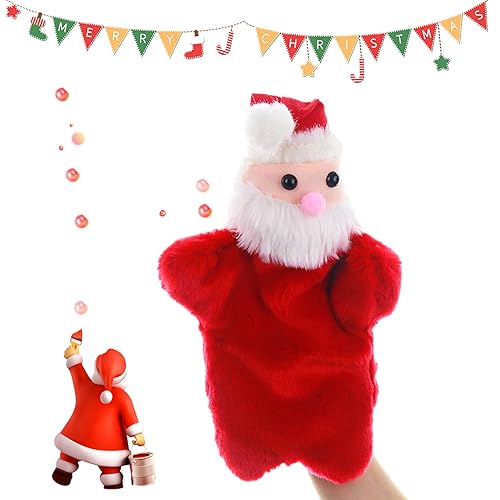 Marioneta De Mano De Navidad,Biluer 1PCS Dibujos Animados Papá Noel Marioneta de Mano 30CM Marioneta de peluche de Navidad Niños Adecuado para Contar Historias y Juegos de Rol