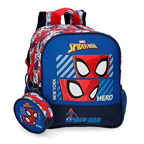 Marvel Spiderman Hero Mochila Pequeña adaptable Azul 23x25x10 cms Poliéster 5,75L