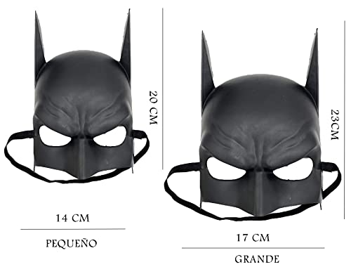 Máscara Batman y Capa Negra para Disfraz de Superheroe Adulto y Niños (Talla Niños/Capa 90cm)