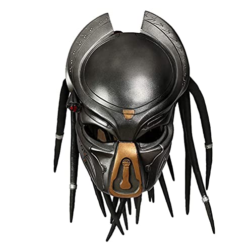 Máscara de casco de depredador, máscara de Halloween, máscara de látex natural, cubierta de cabeza completa, accesorios para la cabeza de fiesta loca para disfraz de Halloween