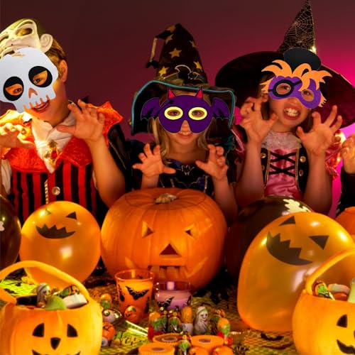 Máscaras de Fieltro de Halloween, 10 Piezas Máscaras de fiesta para niños de fieltro, Máscaras de Fieltro de Halloween para Niños, adecuadas para Navidad, Halloween, fiestas, cumpleaños, juegos de rol