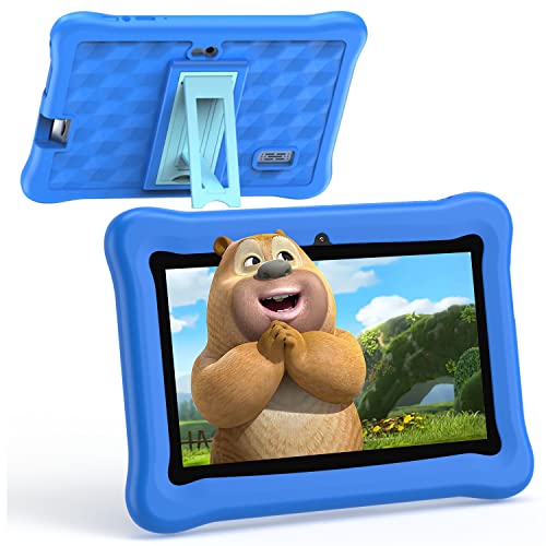 MASKJET Tablet Infantil de 7 Pulgadas HD Display Android 11 Tablet para niños pequeños Educar Tablet con WiFi Bluetooth Dual Cámara Niños Tablet 2 GB + 16 GB Protección Infantil (Azul)