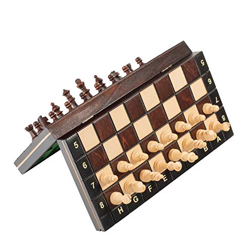 Master of Chess Tablero Ajedrez Magnetico Madera con Piezas 26 cm - Hecho a Mano Plegable Pequeño Juego de Ajedrez para Niños y Adultos