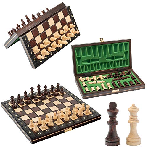 Master of Chess Tablero Ajedrez Magnetico Madera con Piezas 26 cm - Hecho a Mano Plegable Pequeño Juego de Ajedrez para Niños y Adultos