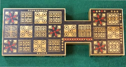 Masters Replica Royal Game of Ur Board Game with Pyramid Dice - Features Authentic Design with Solid Wood Board and Wooden Pieces