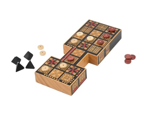 Masters Replica Royal Game of Ur Board Game with Pyramid Dice - Features Authentic Design with Solid Wood Board and Wooden Pieces