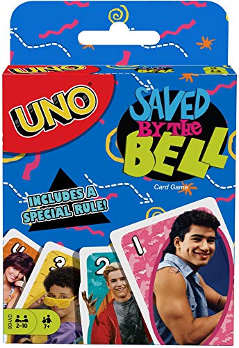 Mattel Games UNO Saved by The Bell - Juego de cartas con 112 cartas e instrucciones, gran regalo para niños, adultos o noches de juego familiares, a partir de 7 años