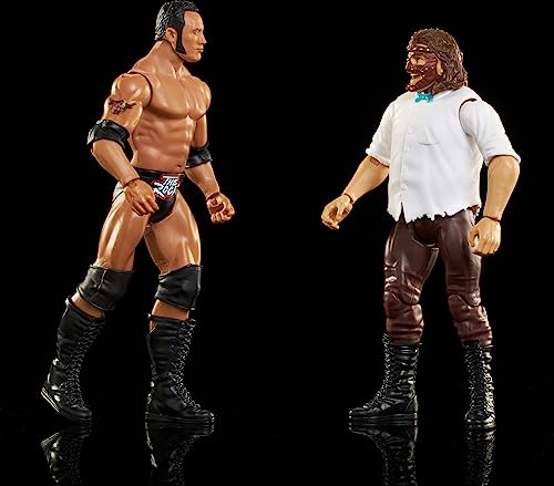 Mattel Paquete de 2 figuras de acción de la WWE con título de campeonato WWE Showdown The Rock vs Mankind