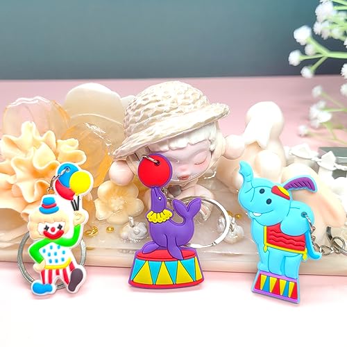 MEIYIFAN 30pcs Llavero de Circo,Llavero de Animales de Circo,Artículos y decoración de carnaval